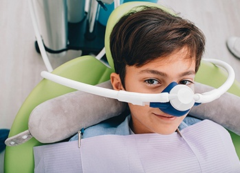 Young boy receiving nitrous oxide